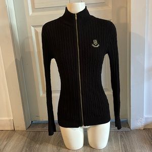 Tommy Hilfiger zip up black sweater, size ladies small